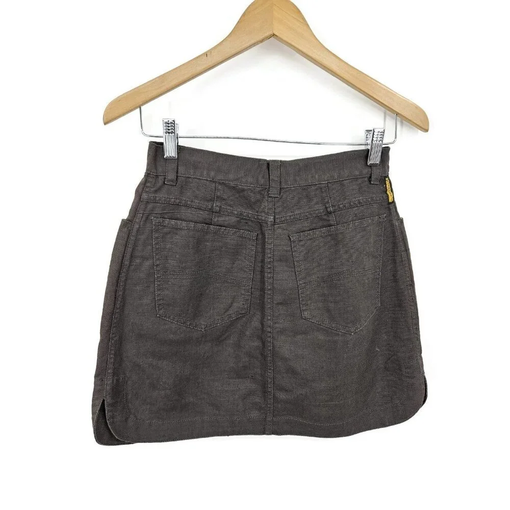 Vtg Armani Jeans Linen Cotton Mini Skirt Womens 4 Grey - Picture 3 of 6